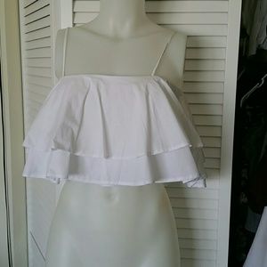 Ruffle winter white crop top